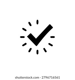 Simple black and white icon tick notification