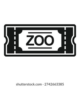 Simple black and white icon of a ticket granting access to the zoo