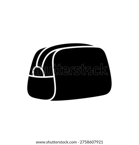 A simple black and white icon of a toiletry bag, perfect for travel and personal care themes.