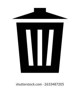 Un simple icono en blanco y negro de un bote de basura.