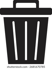 Icono blanco y negro simple de un cubo de basura