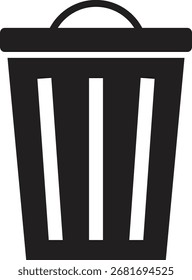 Icono blanco y negro simple de un cubo de basura