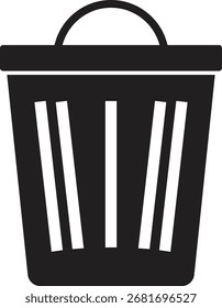 Icono blanco y negro simple de un cubo de basura