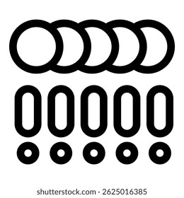 Simple black and white icon of various geometric shapes overlapping each other