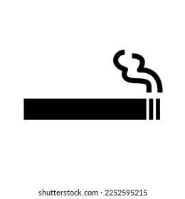 diseño simple de vectores de icono blanco negro o silueta de un cigarrillo iluminado