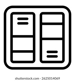 Simple black and white icon of a website layout showing content blocks and text lines