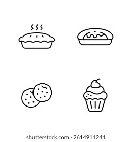 Simple Black and White Icons of Cakes and Cupcakes	