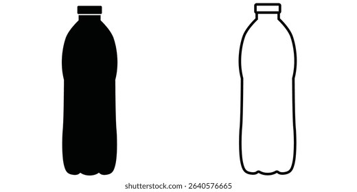 Simple black and white icons of a plastic bottle designed for easy identification and versatile applications