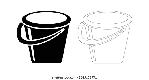 Simple black and white icons representing two buckets side by side