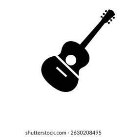 Simples ilustração em preto e branco de um violão sobre um fundo branco limpo