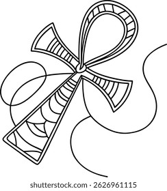 Simples ilustração em preto e branco de um antigo símbolo egípcio de anzol para design