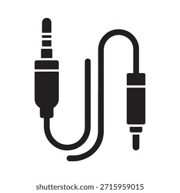 Ilustración simple en blanco y negro de un diseño de conector de audio y cable