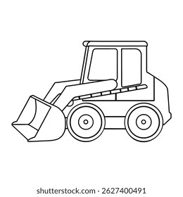 Simples ilustração em preto e branco de uma retroescavadeira.