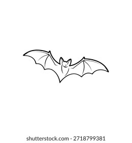 Una simple ilustración en blanco y negro de un murciélago en vuelo