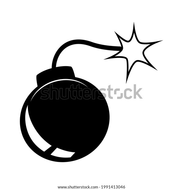 Simple Black White Illustration Bomb Explosion Stock Vector (Royalty ...