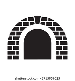 Una simple ilustración en blanco y negro de un arco de ladrillo o túnel