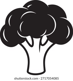 Una simple ilustración en blanco y negro de un florete de brócoli