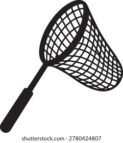 Simple black and white illustration of a butterfly net. silhouette vector illustration
