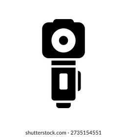 Simple black and white illustration of a camera flash unit