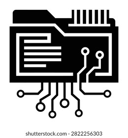 Simple black and white illustration of a circuit board with wires and connectors
