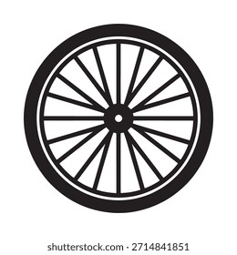 Ilustração simples em preto e branco de um design circular de roda de bicicleta