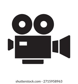 Ilustración simple en blanco y negro de un icono clásico de la cámara de cine