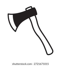 Ilustração simples em preto e branco de um design clássico de machado lomberjack