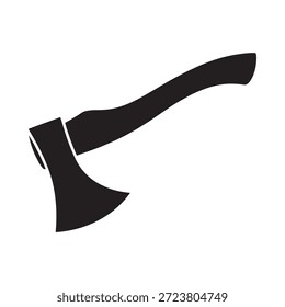 Ilustración simple en blanco y negro de un diseño clásico de hacha leñadora