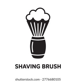 A simple black and white illustration of a classic shaving brush