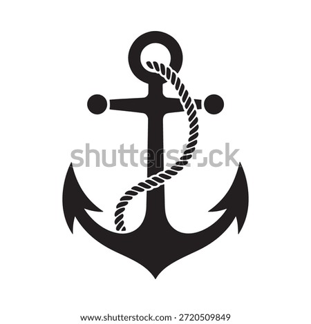 A simple black and white illustration of a classic maritime anchor design