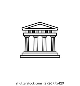 Simple black and white illustration of a classical building facade