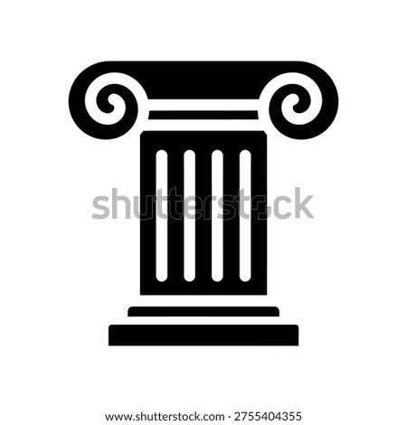 Simple black and white illustration of a classical Ionic column with scroll-like volutes on the capital. ストックフォト © 