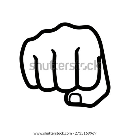Simple black and white illustration of a clenched fist symbolizing strength and solidarity