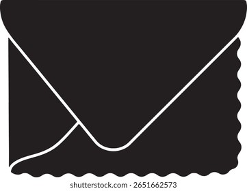 A simple, black and white illustration of a closed envelope with a decorative, scalloped edge.  The design is minimalist and graphic.