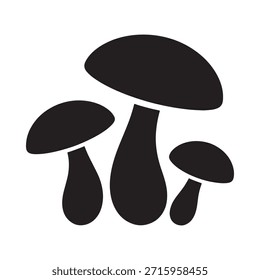 Simple ilustración en blanco y negro de un grupo de hongos