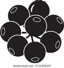 Eine einfache Schwarz-Weiß-Illustration eines Haufens Heidelbeeren
