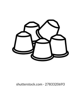 A simple black and white illustration of coffee capsules piled together, ideal for coffee-related content.
