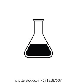 Ilustración simple en blanco y negro de un frasco cónico con líquido