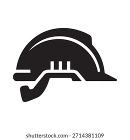 A simple black and white illustration of a construction worker s safety helmet
