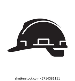 Una simple ilustración en blanco y negro del casco de seguridad de un trabajador de la construcción
