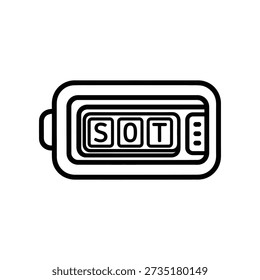 Simple black and white illustration of a countdown timer with SOT display