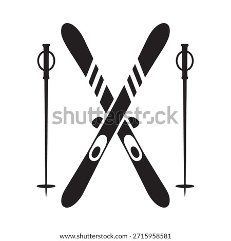 A simple black and white illustration of crossed skis and ski poles