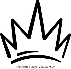 Simple, black and white illustration of a crown, symbolizing royalty, leadership, power, authority, and success, suitable for various design projects