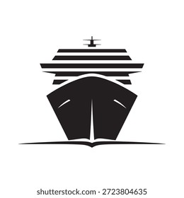 Una simple ilustración en blanco y negro de la vista frontal de un crucero