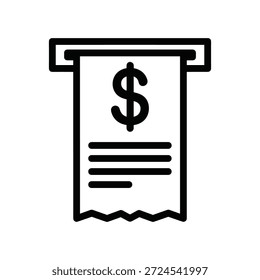 Ilustración simple en blanco y negro de un documento de Factura de un dólar