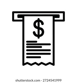 Simple ilustración en blanco y negro de un documento Comprobante de Factura de dólar