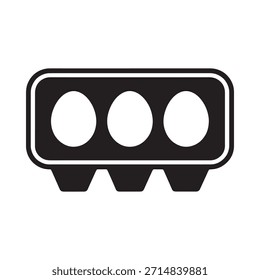 Uma ilustração simples em preto e branco de uma caixa de ovos com três aberturas