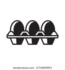Simples ilustração preto e branco de ovos aninhados em um recipiente de cartão