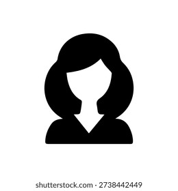 Simple black and white illustration of a faceless female figure