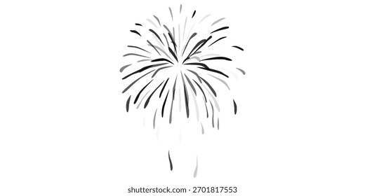A simple black and white illustration of a firework exploding in the sky perfect for adding a festive touch to any design EPS vector